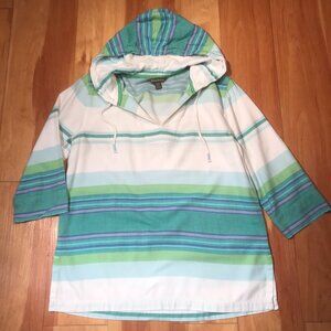 Tommy Bahama Sunset Stripe Multicolored Striped Lightweight Cotton Hoodie Medium